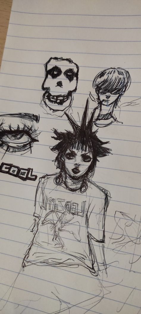 Punk Rock Drawings, Rockstar Aesthetic Drawing, Punk Hair Drawing, Punk Drawing Reference, Punk Drawing Ideas, Rockstar Sketch, Punk Pfp Aesthetic, Mohawk Drawing, Punk Oc Art