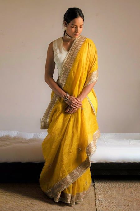 Yellow Pearl, Saree For Women, Tissue Saree, Yellow Saree, Embroidered Saree, Bandhani Saree, Wedding Saree Indian, Handwoven Fabric, Blouse For Women