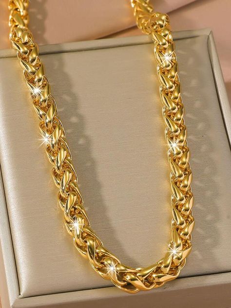 1pc 7 Mm Men's Luxury Chain Necklace For Daily Wear, For Jewelry Gift And Party | SHEIN USA Mens Chain Designs, Big Gold Chains, Mens Gold Chain Necklace, Gold Necklace For Men, Mens Chain, Mens Fashion Jewelry, Gold Chain Design, Heavy Chain, Gold Rings Fashion