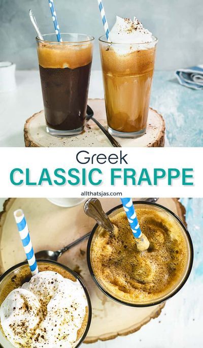 The perfect alternative for all caffeine junkies in summer: easy homemade 3-ingredient Greek frappe - iced coffee! It wakes you up and refreshes you at the same time. | allthatsjas.com | #coffee #frappe #Greek #classicrecipe #recipes #icedcoffee #lowcarb #keto #quickandeasy #threeingredient #nofrother #summerbeverage #drink #refreshing #instantcoffee #homemade #budgetfriendly #howto #recipevideo #greekcoffee #DIYfrappe #masonjar Frappe Greek, Frappe At Home, Greek Meals, Coffee Frappe, Frappe Recipe, Iced Coffee Recipe, Coffee Ice Cubes, Coffee Granules, Coffee Ice