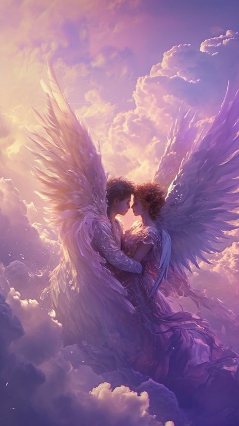 Angel Couple, Divine Magic, Twin Flames Signs, Twin Flame Love Quotes, Angel Lovers, Twin Flame Art, Tender Embrace, Twin Flame Relationship, Love Angel