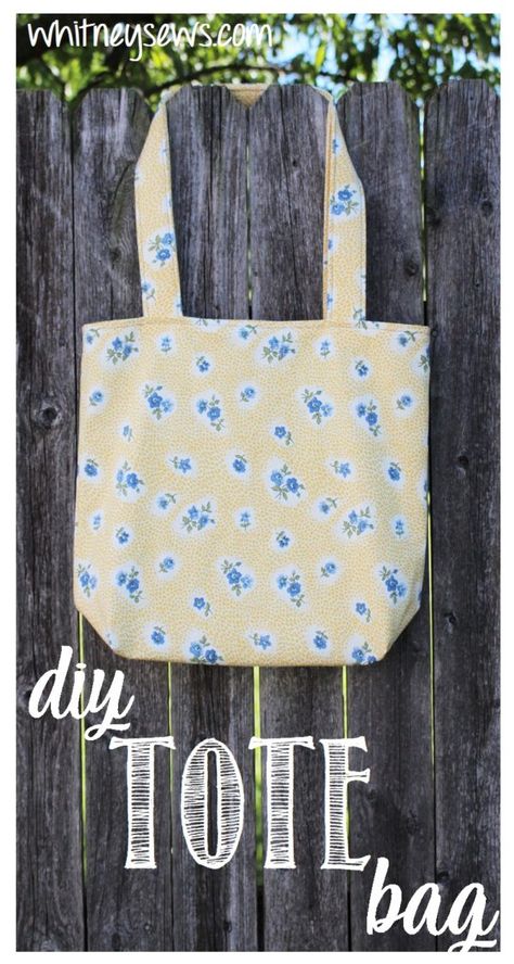 EASY Lined Tote Bag - Whitney Sews Cotton Tote Bags Design, Simple Tote Bag Pattern Free, Simple Tote Bag Design, Easy Tote Bag Pattern Free, Sew Tote Bag Pattern, Diy Tote Bag Tutorial, Tote Bag Pattern Free, Bags Sewing, Diy Tote