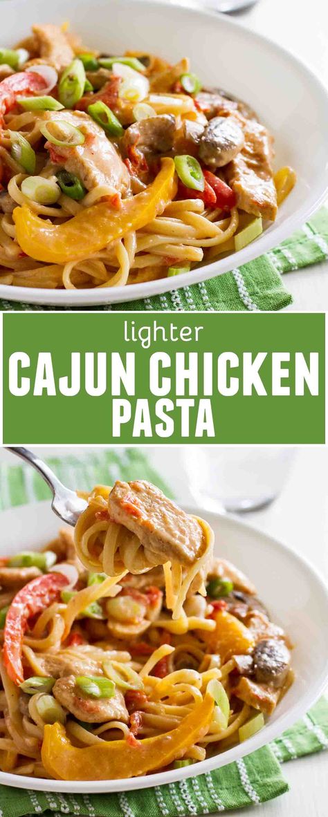 Filled with vegetables and a good kick of spice, you will never guess that this Cajun Chicken Pasta is actually a lighter meal!! Chicken Cajun, Cajun Chicken Pasta Recipe, Creamy Chicken Pasta Recipes, Cajun Chicken Pasta Recipes, Taste And Tell, Cajun Pasta, Pasta Chicken, Cajun Chicken Pasta, Best Pasta Recipes