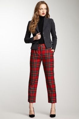 Plaid Pants Outfit, Red Plaid Pants, Tartan Fashion, Tartan Pants, Fall Outfits For Work, Plaid Fashion, Plaid Pants, Look Vintage, Work Outfits Women