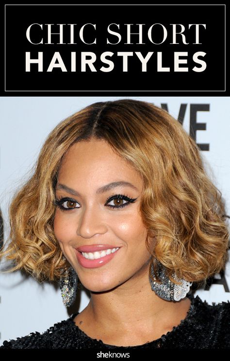 60 short hairstyle photos inspired by your favorite celebrities. Curly Hair Oval Face, Beyonce Short Hair, Ladies Hair Styles, Hair Oval Face, Cortes De Cabello, Messy Bob Hairstyles, Ladies Hair, Oval Face, 5th Avenue