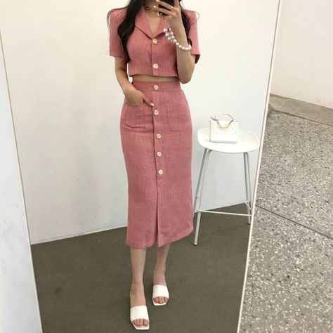 Two Piece Skirt Set Summer, Long Skirt Suits, Women Advice, Ladies Short Jackets, Slim Blazer, Sets Summer, Pencil Skirt Outfits, Rock Outfit, Office Outfits Women