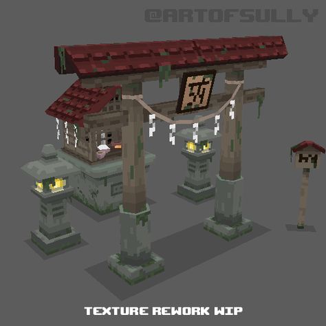 ArtStation - 3D Pixel-Art Japanese Shrine - Texture Rework WIP, Brendan Sullivan Pixel Art Texture, Pixel Art Japanese, 3d Pixel Art, Low Poly Character, Game Textures, Japanese Shrine, 3d Pixel, Low Poly Games, Pixel Art Tutorial