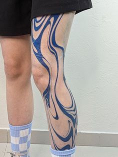 Abstract Body Tattoo, Contemporary Tattoo Design, Sumigashi Tattoo, Marbled Tattoo, Blue Ink Tattoos, Tattoo Abstract, Jagua Henna, Abstract Tattoo Designs, Surreal Tattoo