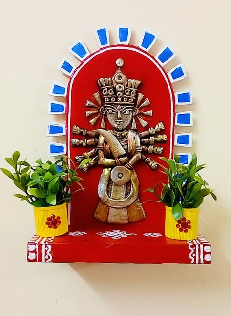 Durga Puja Craft, Durga Puja Creative, Mouldit Clay, Craft For Home Decor, Best Out Of Waste, Wall Hanging Diy, Creative Craft, Durga Puja, Durga Maa