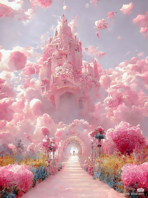 Reference Ideas, Pink Castle, Storybook Cottage, Fantasy Castle, Fantasy Landscape, Art Reference, Castle, Cottage, Collage