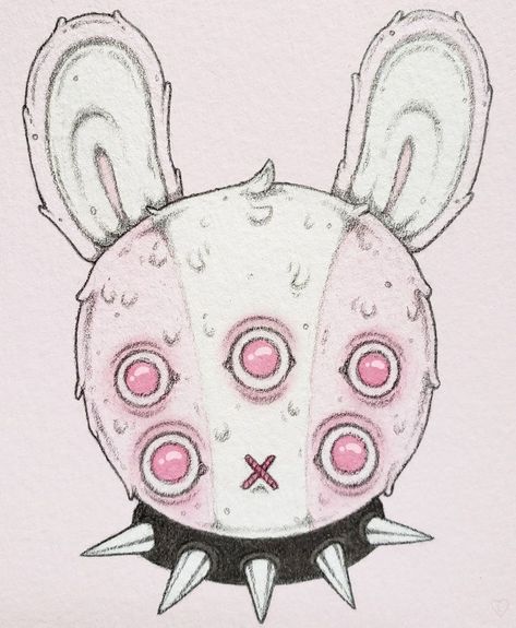 Bunny Doodle, Creepy Bunny, Creepy Cute Aesthetic, Cute Creepy, Arte Peculiar, Arte Sketchbook, A Bunny, Creepy Art, Creepy Dolls