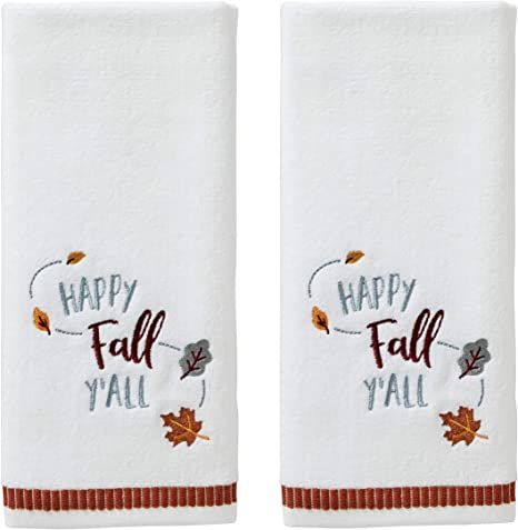 Amazon.com: SKL Home Harvest Happy Fall Yall Hand Towel, White : Home & Kitchen Happy Fall Yall, Towel Rug, Fall Yall, Cotton Hand Towels, Bar Gifts, Happy Fall Y'all, Falling Leaves, White Towels, Fall Favorites