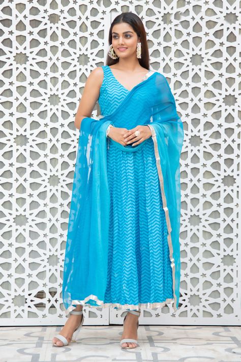 Chudhidhar Pattern, Leheriya Anarkali, Marori Work, Diwali Dress, Dupatta Painting, Kurta With Dupatta, Anarkali With Dupatta, Blue Anarkali, Silk Kurti Designs