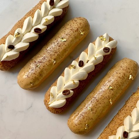 Éclair Exploration - by Sophie Bamford - All Day Cake Eclair Cream, Eclair Recipe, Fine Dining Desserts, Eclair Cake, Pastry And Bakery, Roll Cake, French Pastries, Plated Desserts, Eclairs