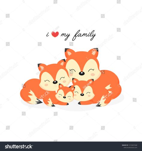 Animal Family Drawing, Animal Family Illustration, Baby Foxes, Baby Ads, Animal Family, Gelli Arts, Family Drawing, Chalk Drawings, Family Illustration