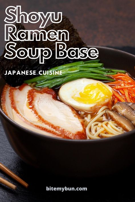 Easy Shoyu Ramen, Chicken Shoyu Ramen, Shoyu Chicken Ramen, Ramen Soup Base Recipes, Shoyu Broth Recipe, Shoyu Ramen Broth Recipe, Shoyu Ramen Recipe, Ramen Soup Base, Chinese Ramen