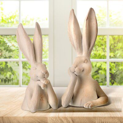 Take time to think like this pair of contemplating resin gentleman bunnies. Each of these are 12" and come as a set of two busts perfect for the office, living room or bedside table in a guest room. | The Holiday Aisle® 2 Piece Lefebvre Gentleman Bunny Bust Figurine Set Resin in White, Size 11.92 H x 4.72 W x 5.9 D in | Wayfair | Home Decor Easter Wood Signs, Bunny Statue, Pottery Animals, Bunny Painting, Bunny Figurine, Healthy Garden, Spring Easter Decor, Office Living Room, Animal Sculptures