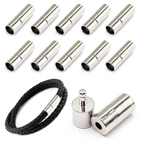 MOAMUN 20 PCS Cord End Caps for Jewelry Making, Push Clasps for Leather Rope Necklace Bracelet Buckle (Silver, 3mm): Amazon.co.uk: Amazon.co.uk: Horse Hair Jewelry, Magnetic Beads, Magnetic Necklace, Diy Collier, Cord Jewelry, Cord Ends, Necklace Clasps, Jewelry Clasps, Round Leather