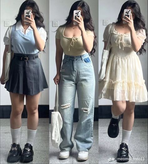 Midsize Concert Outfit, Plus Size Concert Outfit Ideas, Chubby Outfit Ideas, Outfit Inspo For Summer, Korea Outfits, Chubby Girl Outfits, Outfits For Chubby Girls, Chubby Style, Outfit Ideas Korean