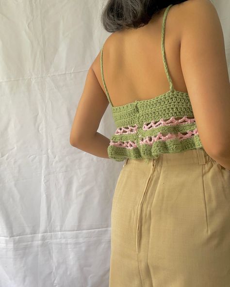 Sold 📍 Item - Green & pink crochet peplum top Price - 599+shipping M-L Length 15inches Crochet Peplum Top, Crochet Peplum, Pink Crochet, Green Pink, Peplum Top, Crochet, Green, Pink, Quick Saves