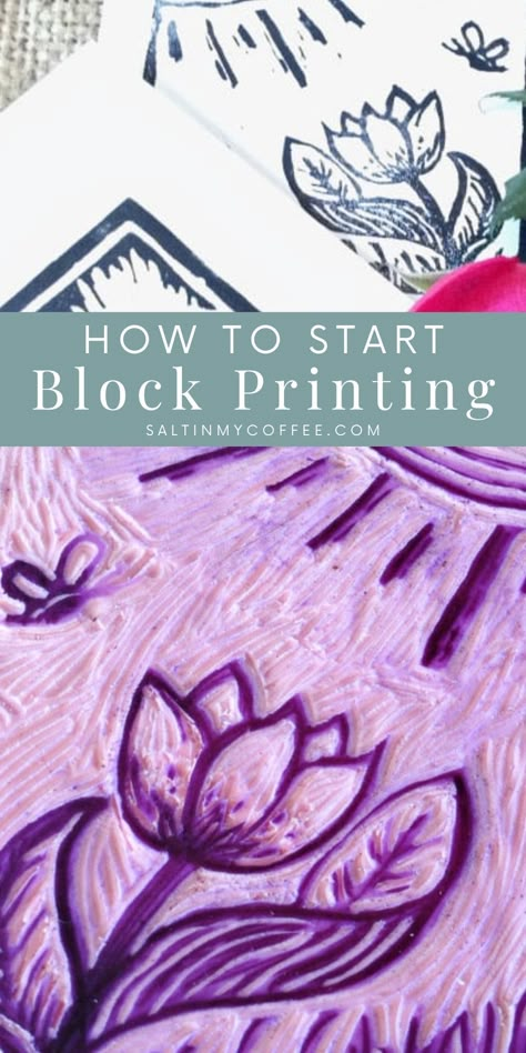 Learn to make createve block printed cards and more! Did you know you can get started with block printing for under $20? I'd put off trying my hand at this new skill for quite a while, until I realized that I really didn't need to spend much at all for block printing supplies. Taking up a new craft when you're broke can be a challenge, but this one is totally doable! Learn exactly what you need (and don't need!) for supplies, as well as some easy tricks to get started making cards and more! Diy Hand Block Printing, Beginner Block Printing, Block Printing For Beginners, Block Printing Pattern, How To Block Print, Diy Block Printing Fabric, Rubber Block Printing, Block Printing Patterns, Beginner Printmaking