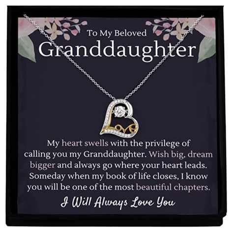 Grandpa Granddaughter, To My Granddaughter, Granddaughter Birthday, Jesus Prayer, Grandma And Grandpa, Black Gift Boxes, Silver Heart Necklace, Always Love You, Girls Jewelry