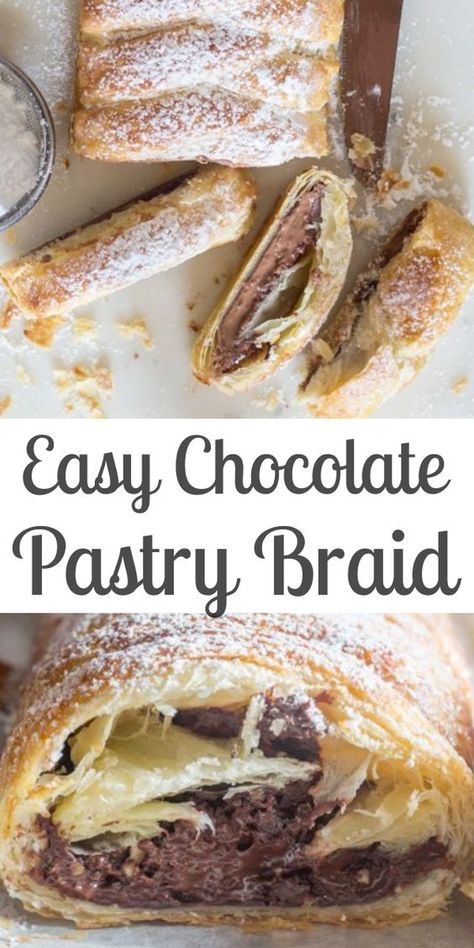 Pastry Braid, Easy Pastry, Fast Desserts, Puff Pastry Desserts, Easy Puff Pastry, Chocolate Pastry, Fast Easy Meals, Puff Pastry Recipes, Pastry Desserts