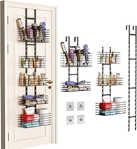 5-Tier Over The Door Bathroom Organizer - Hair Dryer Holder - Hair Tool Organizer Adjustable Height, DIY Bathroom Storage Shelf Wall Mounted for Flat/Curling Irons, Hair Straighteners, Skincare Behind Door Storage, Bathroom Storage Shelf, Dryer Rack, Hair Tool Organizer, Over The Door Organizer, Diy Bathroom Storage, Hair Tool, Hair Dryer Holder, Shower Organization