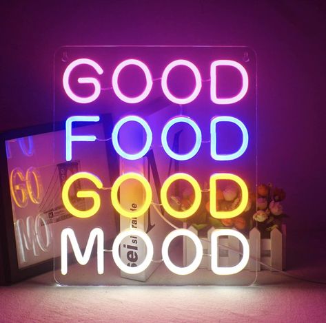 Brunch Restaurant, Good Food Good Mood, Home Bar Design, Neon Wall Signs, Brunch Restaurants, Light Up Signs, Party Store, God Mat, Led Decor