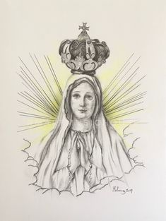 Mother Mary Sketch, Mother Mary Drawing, Virgin Mary Drawing, Mary Drawing, James Rodrigues, Christian Drawings, Jesus Drawings, Religious Artwork, Lady Of Fatima