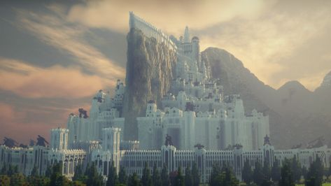 Lotr Minecraft, Minecraft Middle Earth, Lotr Gondor, Hobbit Aesthetic, Minecraft Earth, Minas Tirith, Earth City, Lego Videos, Fantasy Architecture