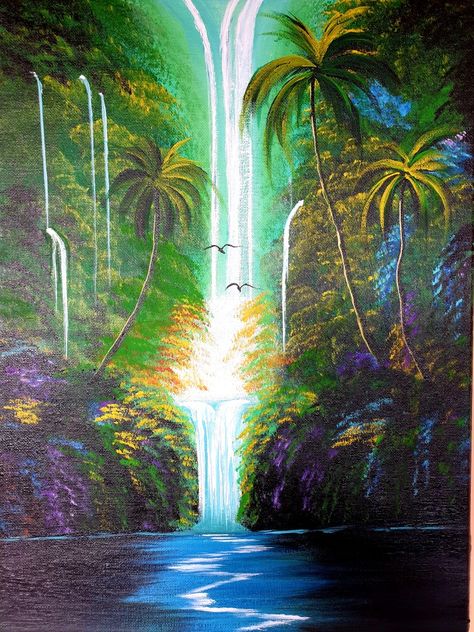 Jungle Acrylic Painting, Jungle Painting Acrylic, Jungle Painting, Easy To Paint, Jungle Art, Painting Tattoo, Landscape Art Painting, Tropical Rainforest, Drawings Simple