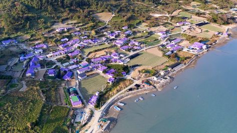 Banwol Island: This island off the coast of western South Korea came up with a way to revitalize the economy: become an Instagram attraction by going all in on the color purple. Purple Island, Telephone Box, Yucatan Mexico, Island Destinations, Beautiful Places To Visit, Tourist Attraction, The Locals, Costa Rica, World's Best