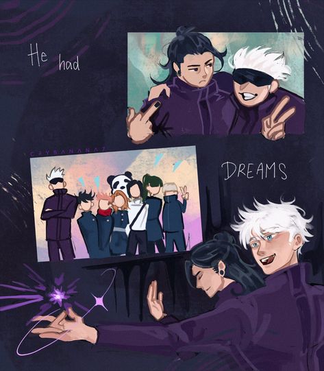 – gojo, geto, shoko and his students from #jujutsukaisen ! by crybanana77 on twitter Gojo Student, Jjk Painting Ideas, Gojo And His Students, Female Getou Suguru, Jjk Pc Wallpaper, Shoko And Gojo, Gojo Doodle, Jjk Doodles, Jjk Widget