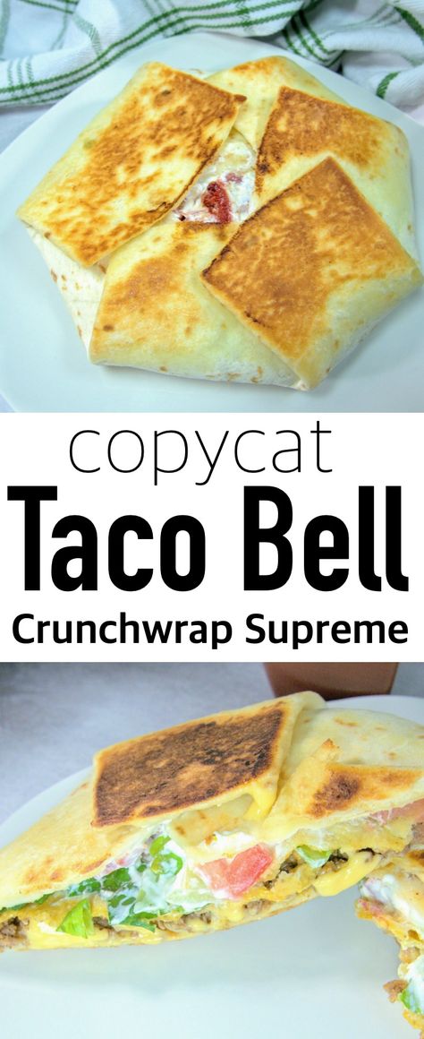 Copycat Recipes Restaurant, Tacobell Crunchwrap, Taco Bell Copycat Recipes, Crunch Wrap Supreme Recipe, Crunchwrap Supreme Recipe, Taco Bell Crunchwrap Supreme, Taco Bell Crunchwrap, Crunchwrap Recipe, Copycat Taco Bell