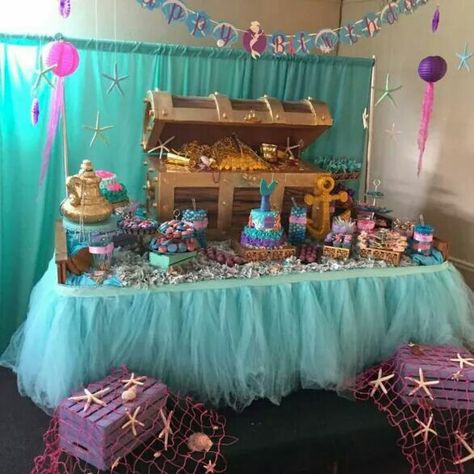 Little mermaid Ariel Birthday Party, Deco Disney, Sea Party Ideas, Ariel Birthday, Sea Baby Shower, Mermaid Theme Party, Sea Birthday Party, Mermaid Baby Showers, Mermaid Parties