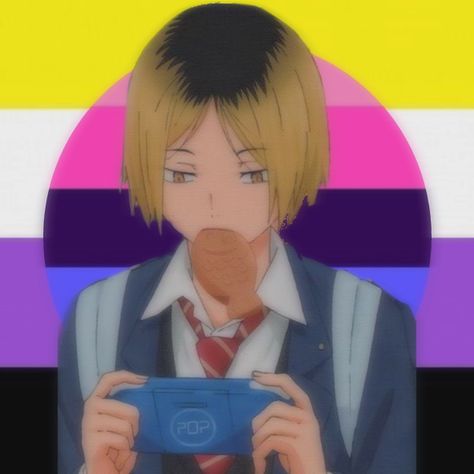 Req from @ClairaIsNotKool #kenma #kenmakozume #haikyuu #nonbinary #enby #omni #omnisexual #lgbt #lgbtqia+ #icon Non Binary, Anime