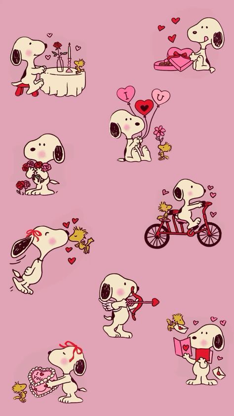 Snoopy And Woodstock Valentine, Snoopy And Woodstock Valentines Day, Snoopy Watch Wallpaper, Vintage Valentines Background, Snoopy Cute Aesthetic, Valentine Ipad Wallpaper, Snoopy Pink Aesthetic, Valentine Snoopy Wallpaper, Snoppy Wallpapers Ipad