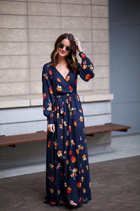 Spring Maxi Dress For Work, Long Floral Dress Outfit Summer, Long Dresses Casual Maxi Simple, Trendy Summer Dresses Casual, Maxi Dress Designs Ideas, Long Dresses Casual Maxi Summer Outfits, Long Sleeve Long Dress Casual, Day Dresses Casual Summer, Casual Maxi Dress With Sleeves