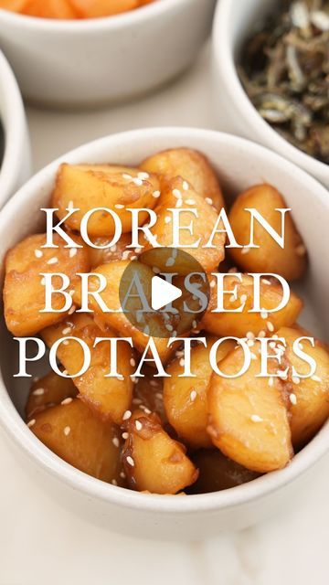 Chris Joe on Instagram: "Korean Braised Potatoes are one of my all-time favorite Korean side dishes that come together in minutes!! I love the tender potatoes glazed in a sweet and savory sauce which is perfect with grilled meats or tofu. Give them a try and you won’t be disappointed!! 

Find the full recipe with all my key tips on the blog - link in my profile! Just search “Korean braised potatoes”

#easyrecipes #cookingvideo #koreanfood #banchan #potatoes #cjeatsrecipes" Korean Braised Potatoes, Braised Potatoes, Banchan Recipe, Korean Bbq At Home, Korean Banchan, Cj Eats, Potato Squash, Korean Food Side Dishes, Side Vegetables