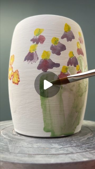 Amaco Brent on Instagram: "The Satin Mattes make the perfect canvas for watercolor painting with the Semi Moist Underglazes. The perfect pair 💗 
_
#ceramics #glazing #howiamaco #glazingwithamaco #satinmatteglaze #amacosatinmatte #amacosmugs #amacosmug #underglaze" Amaco June Bug Glaze, Paint Glazed Ceramic Pot, Glaze Mixes Ceramics, Amaco Blue Lagoon Glaze Combinations, Amaco Satin Matte Glaze, Amaco Satin Matte Glaze Combinations, Amaco Cone 5/6 Glaze Combos, Amaco Snow Glaze Combinations, Glazing Techniques Pottery