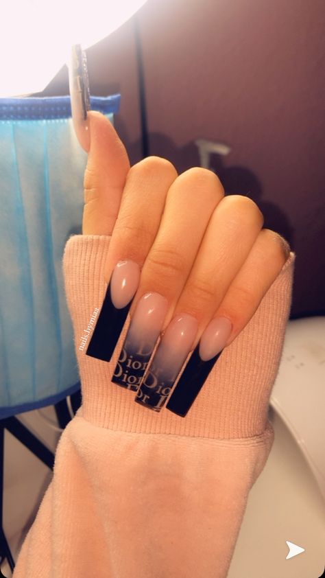 #nails #frenchtipnails #instagramnails #diornails Christian Dior Nails, Chanel Aesthetic Nails, Dior Nails Design, Designer Acrylic Nails Dior, Designer Nails Dior, Nails Acrylic Chanel, Designer Acrylic Nails Chanel, Dior Incognito Nails, Dior Nails