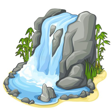 Digital Illustration Inspiration, Waterfall Sketch, Waterfall Drawing, Digital Art Software, Cartoon Background, Vector Clipart, Illustration Inspiration, Nature Illustration, Best Photographers