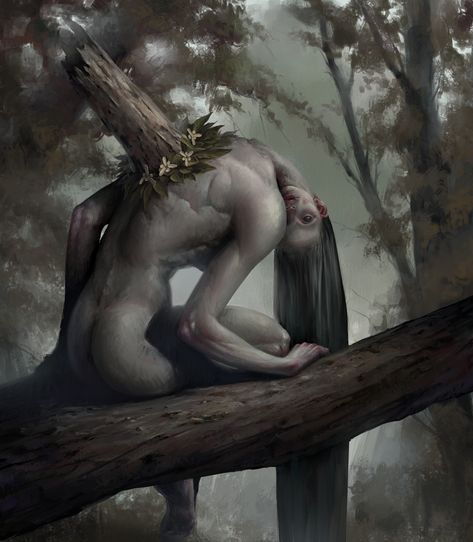 ArtStation - Tree nymph Tree Nymph, Tree Monster, Nightmare Fuel, Dark Fantasy Artwork, Dark Art Drawings, Deviant Art, Art Station, Art Characters, Monster Design