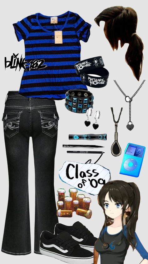 #classof09 #nicole #co09 #emo #outfit #charcteraethetic #outfitcheck Class Of 09 Outfit Ideas, Nicole Class 09 Outfits, Nicole Class 09 Outfit, Nicole Class Of 09 Outfits, Nicole Class 09 Aesthetic, Class Of 09 Outfits, Emo Outfits For School, Emo Fashion 2000s, Outfit Inspo Emo