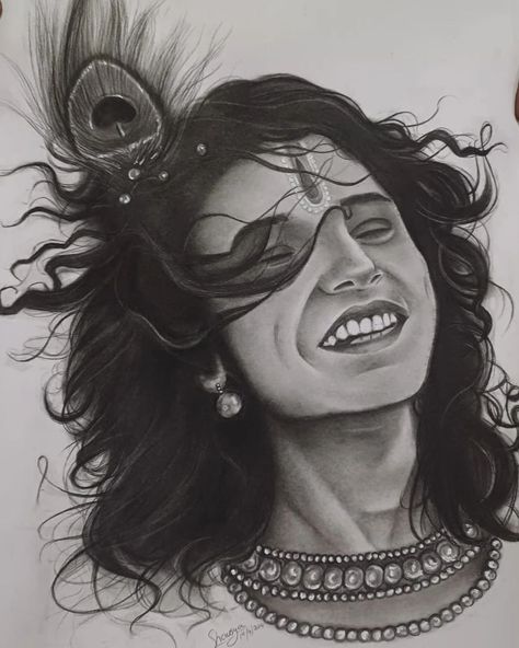 A portrait which speaks more than anything. 🪷 This is the one of the most auspicious portrait in my collection. Every single time the pencil was swayed, it had immense devotion✨🙌🏼. This portrait of lord Krishna expresses every single heartfelt emotion. His smile is worth every single mesmerising moment of our lives 💖 Show some love to this portrait, which is close to my heart. . . . . . #krishna #gokuldham #makhanchor #ram #jaishreeram #hanumanjayanti #loadkrishna #holi . . . #art #arti... Holi Art, Sketches Realistic, His Smile, The Pencil, Lord Krishna, Close To My Heart, My Collection, Krishna, Instagram A