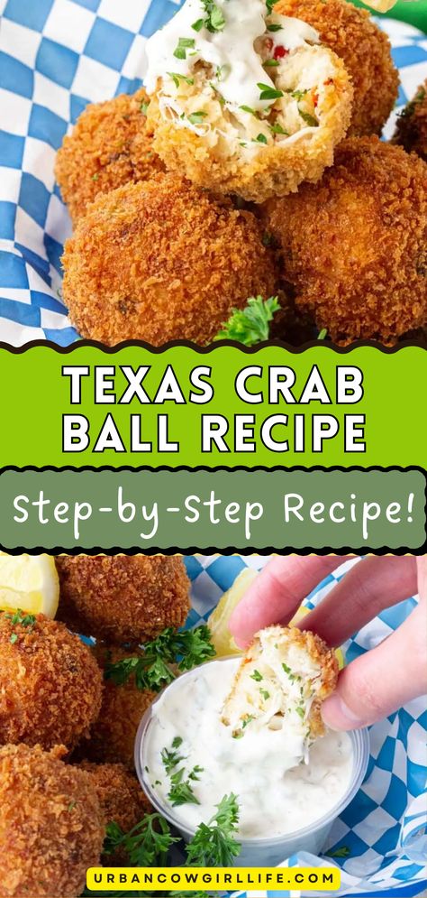 Joes Crabshack Great Balls Of Fire, Shrimp And Crab Balls Recipe, Imitated Crab Fried, Deep Fried Crab Cakes, New Orleans Crab Cakes Recipe, Fried Crab Balls, Cajun Sides, Fried Crabs Recipe, Crab Beignets Recipe