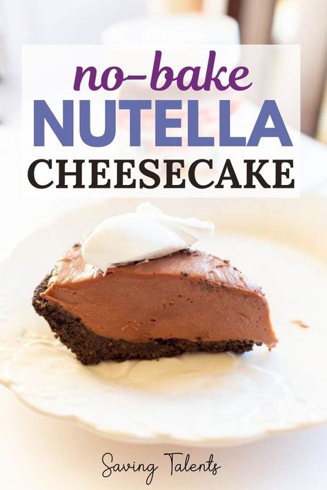 Cheesecake With Oreo Crust, Oreo Crust Cheesecake, No Bake Nutella Cheesecake, Fun Thanksgiving Desserts, Nutella Desserts, Nutella Cheesecake, Oreo Crust, Special Cakes, Chocolate Hazelnut Spread