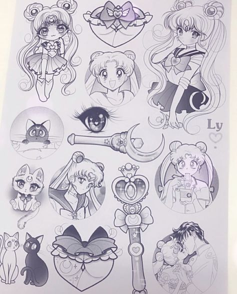 Moon Tattoo Flash, Moon Flash Tattoo, Floral Thigh Tattoos, Sailor Moon Tattoo, Tattoo Zeichnungen, Sailor Moon Fan Art, Sailor Moon Wallpaper, Sailor Moon Art, Sakura Card