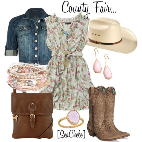 While I'm not against the boots, I just love this outfit without the boots or the hat County Fair Outfit Ideas, County Fair Outfit, Fair Outfit Ideas, Green Holiday Dress, Fair Outfit, Looks Country, Country Girls Outfits, Country Girl Style, Country Fashion